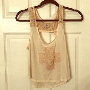 Size Medium - Ivory Cross Tank